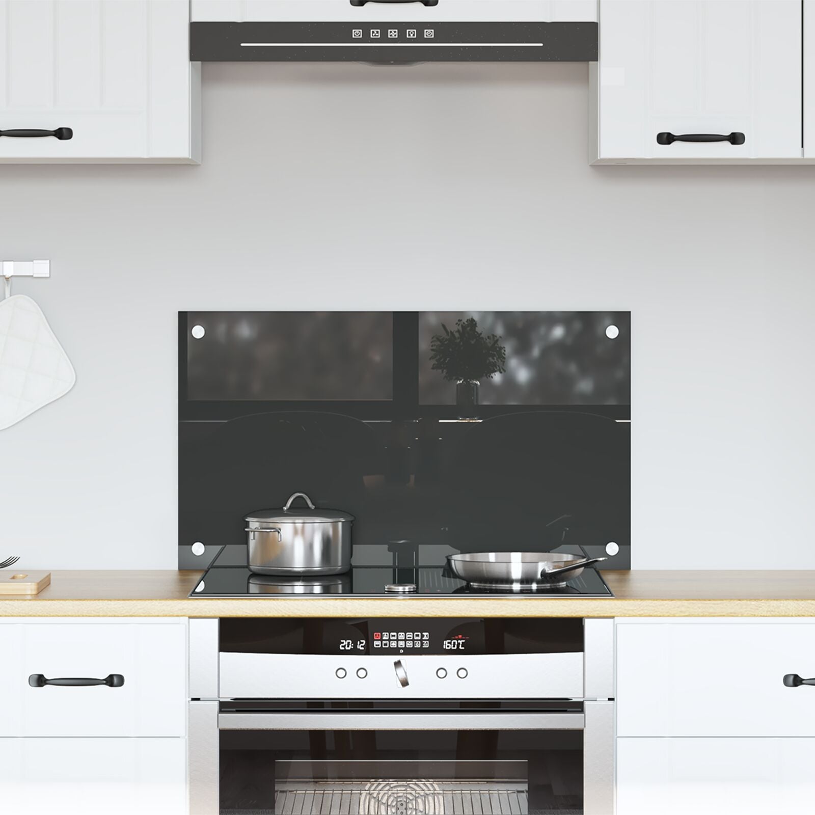 Keuken Achterwand 70X40X0,6 Cm Gehard Glas Donkergrijs 70 x 40 cm