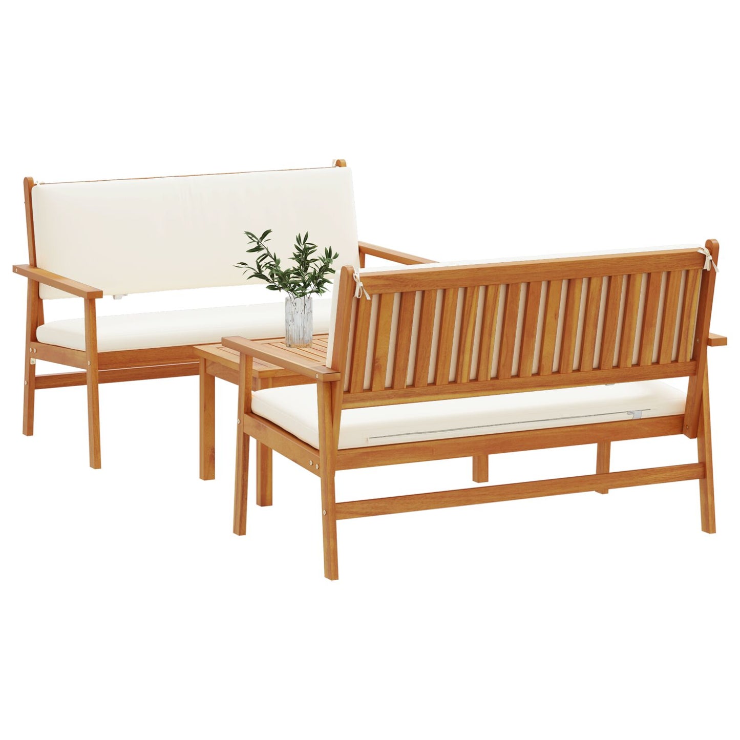 3-Delige Tuinsofa Set Met Kussen Van Massief Acaciahout