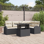 Tuinset poly rattan 6-delig zwart