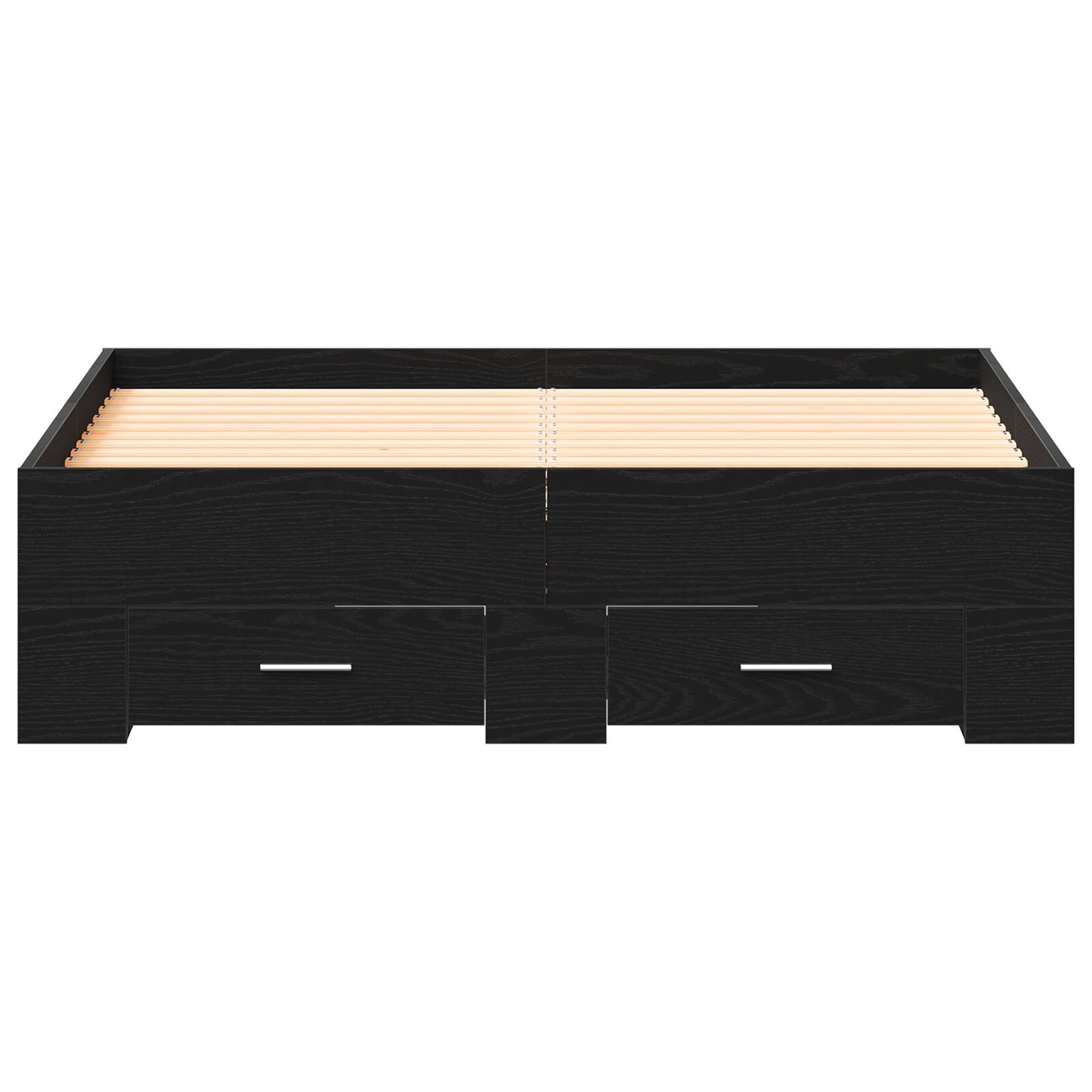 Bed Frame Met Lades Zwart Eiken 120X190 Cm Bewerkt Hout Ambachtelijk Eiken