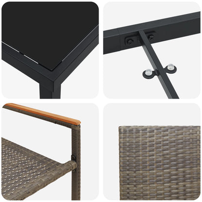 5 Delige Tuin Eetset Grijs Poly Rattan
