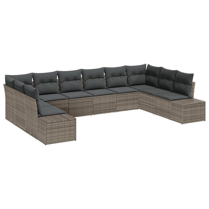10-Delige Tuinbank Set Met Kussens Poly Rattan Grijs zonder tafel