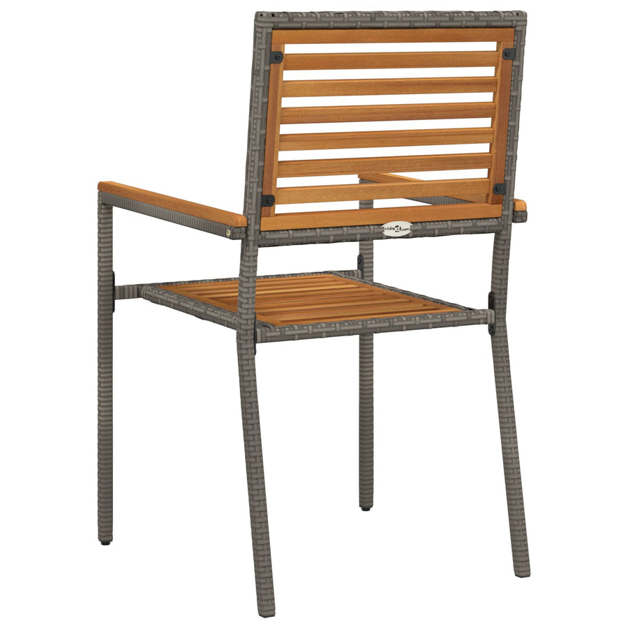 Stapelbare Tuinstoelen Met Kussens - 2 Stuks Poly Rattan Grijs Hout