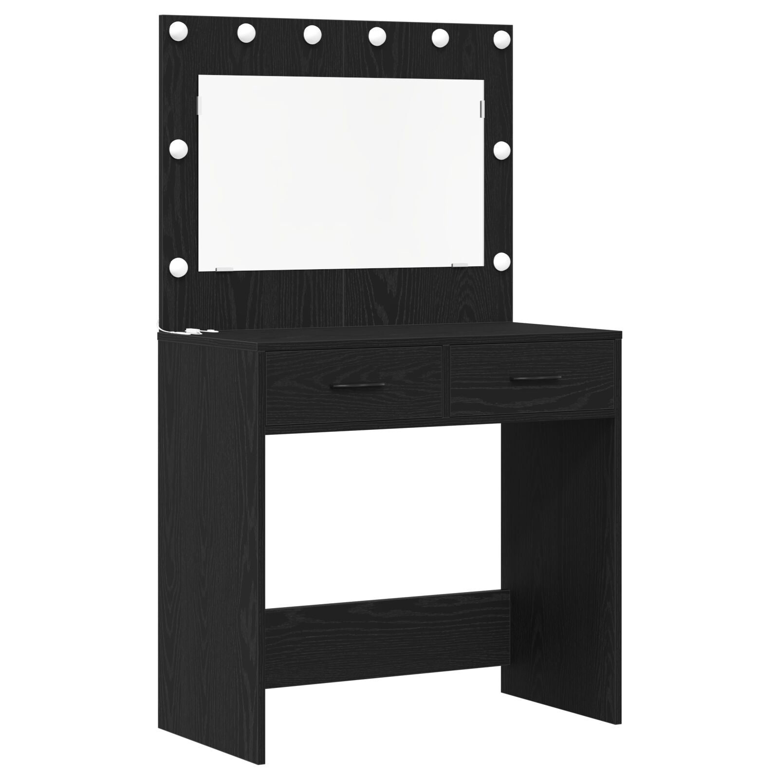3-Delige Kaptafel Set Met Led Zwart Bewerkt Hout