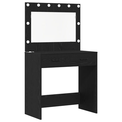 3-Delige Kaptafel Set Met Led Zwart Bewerkt Hout