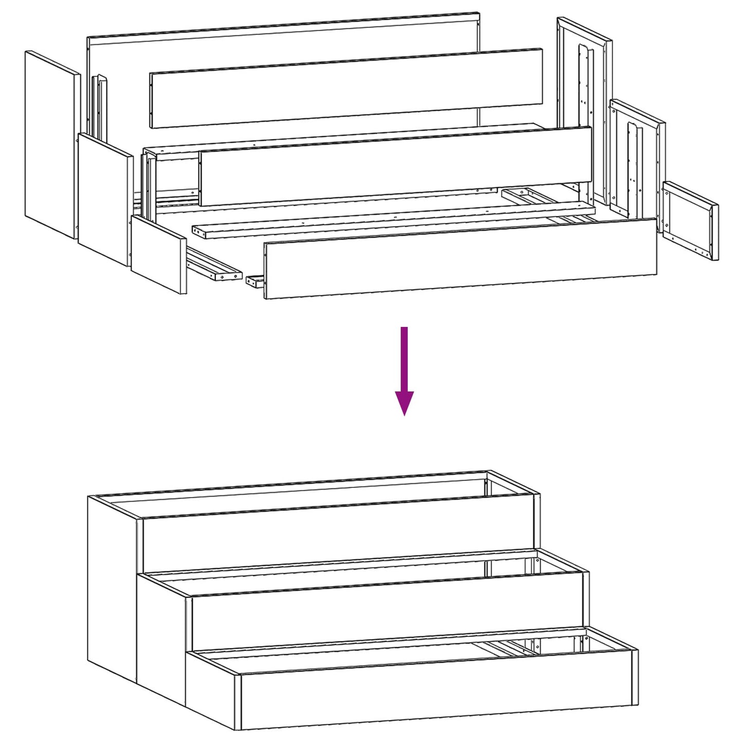 Tuinplanter 3-Laags Staal 90 x 90 x 35 cm Zwart