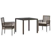 3-delige tuin eettafelset met kussens Bruin Poly rattan
