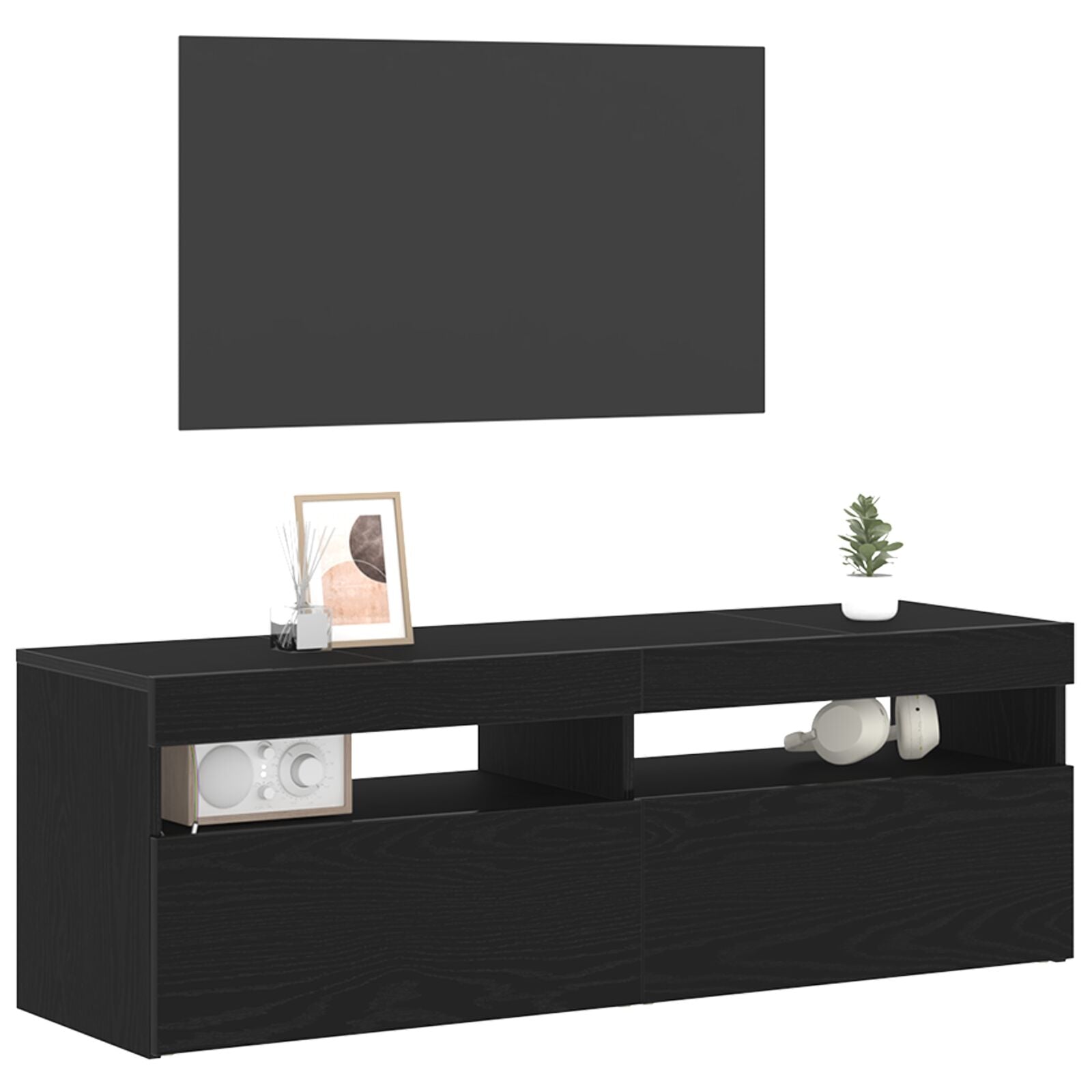 Tv-Kast Met Led Zwart Eiken 120X35X40 Cm Bewerkt Hout
