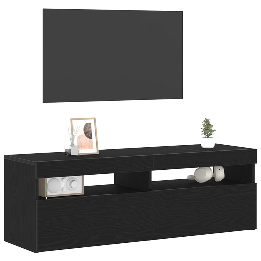 Tv-Kast Met Led Zwart Eiken 120X35X40 Cm Bewerkt Hout