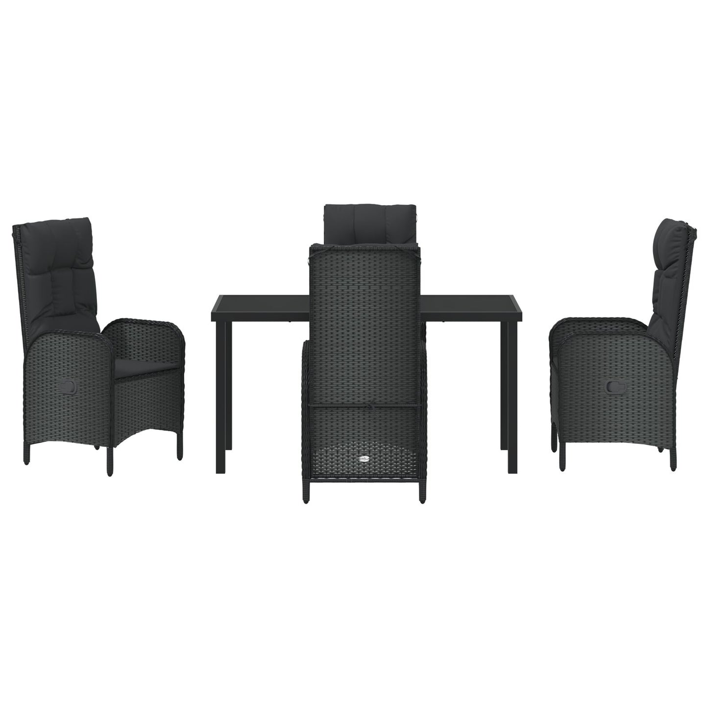 5-Delige Tuin Eetset Zwart Poly Rattan