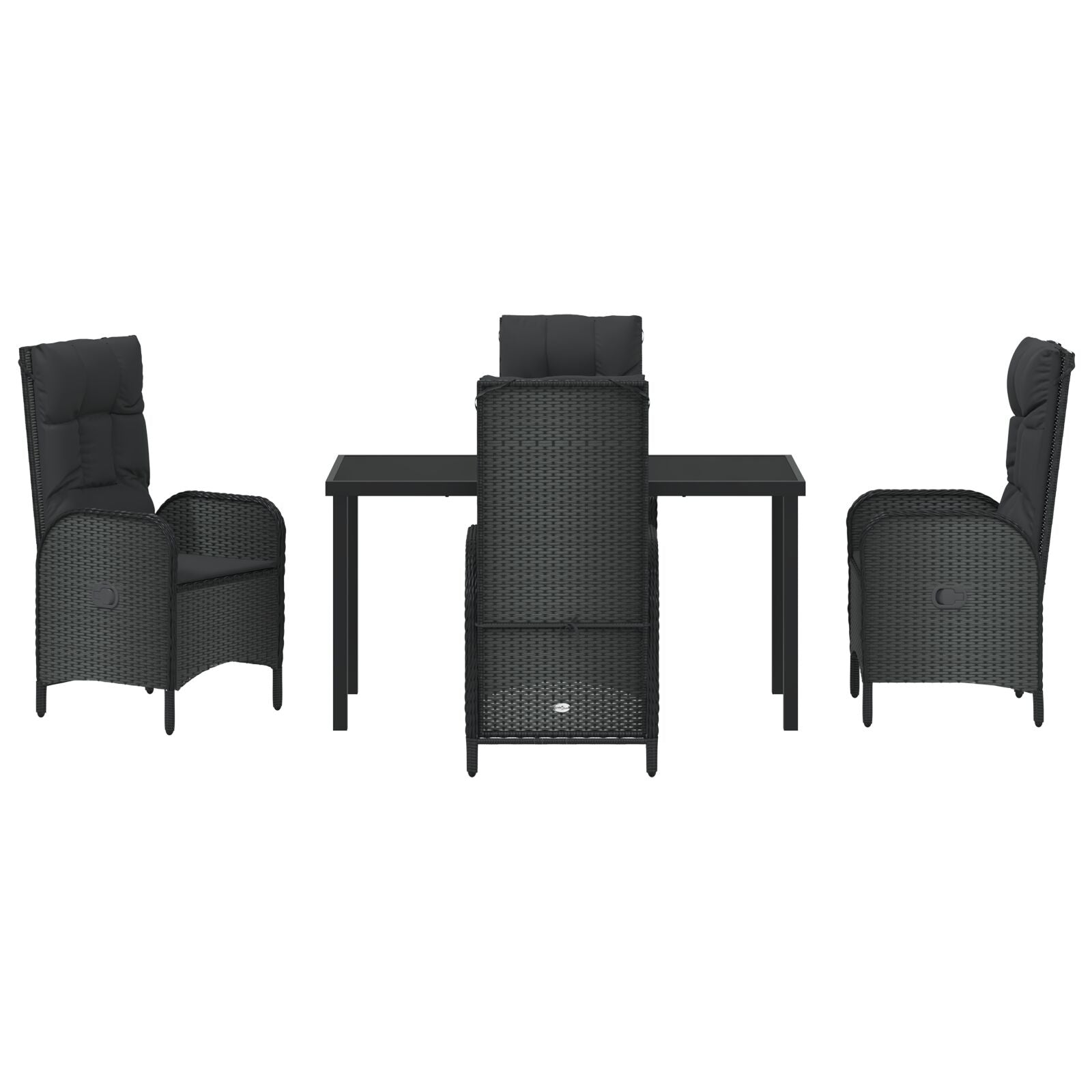 5-Delige Tuin Eetset Zwart Poly Rattan