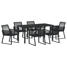 7-Stuks Tuin Eetset Zwart Poly Rattan