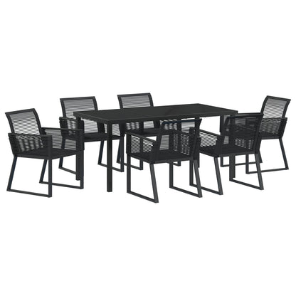 7-Stuks Tuin Eetset Zwart Poly Rattan
