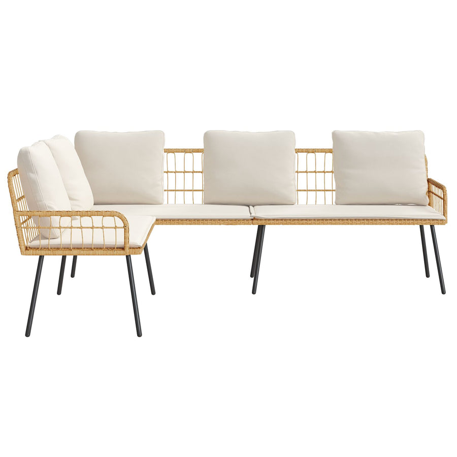 L-Vormige Bank Lijk 231X173X78 Cm Poly Rattan Natuur en crème
