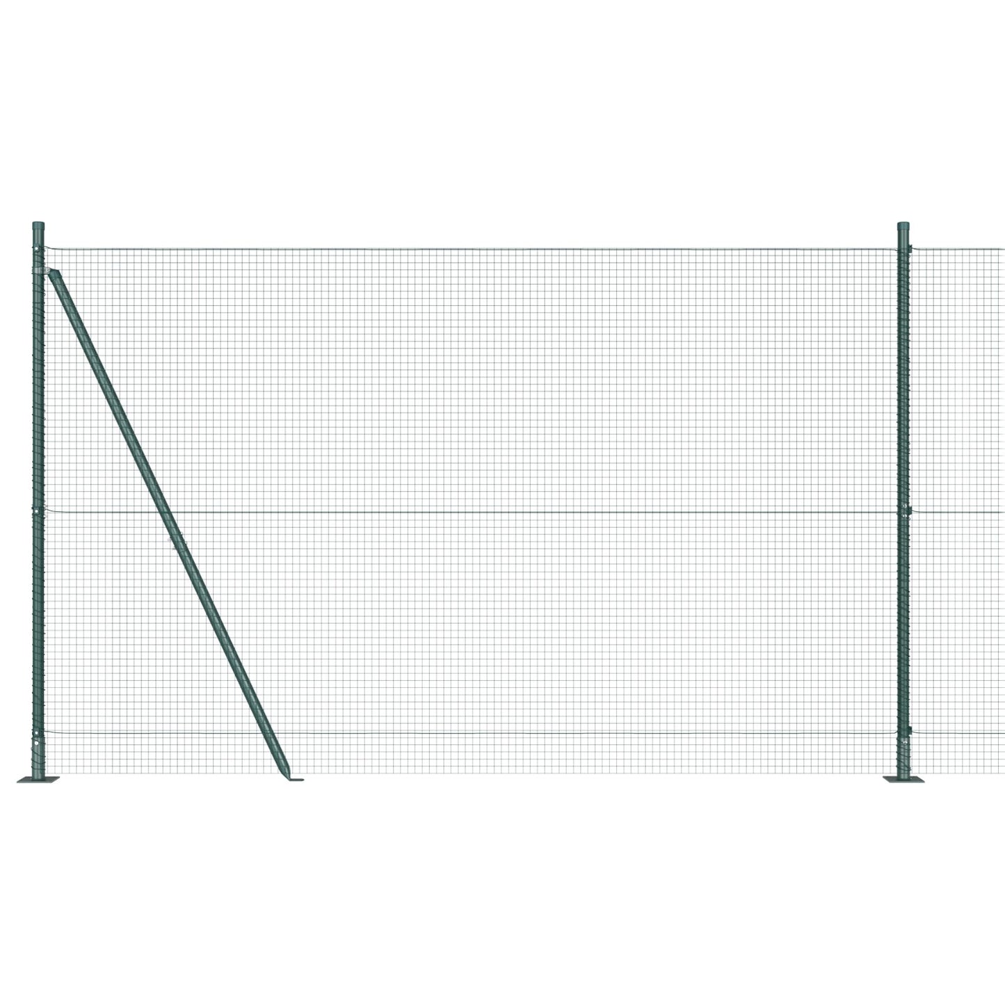 Gelaste Draad Schutting Met 13 Flens Palen Groen 1.5X25 M Staal Gegalvaniseerd Staal
