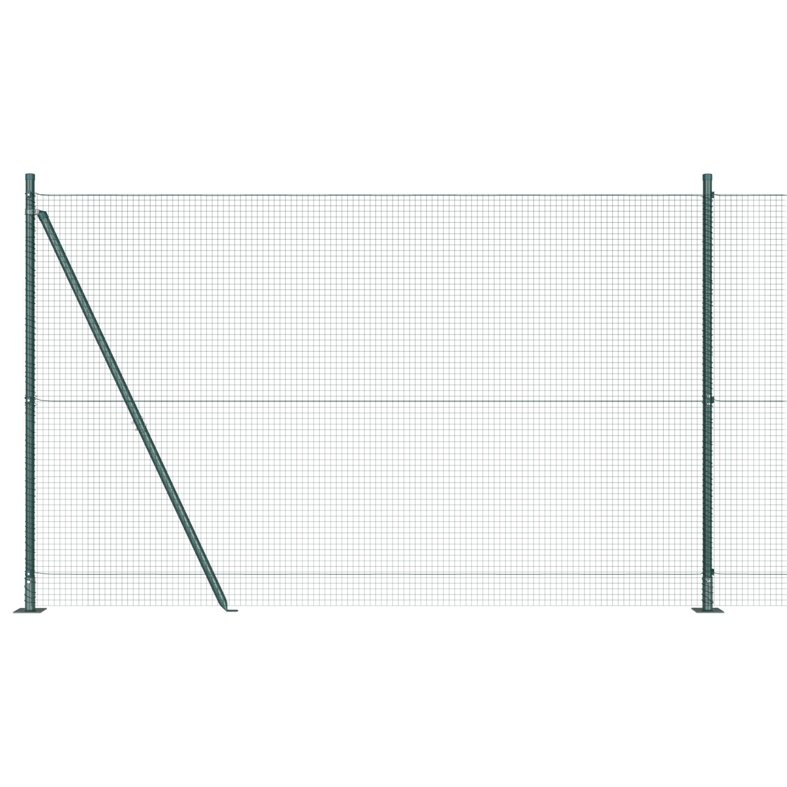 Gelaste Draad Schutting Met 13 Flens Palen Groen 1.5X25 M Staal Gegalvaniseerd Staal