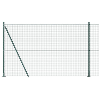 Gelaste Draad Schutting Met 13 Flens Palen Groen 1.5X25 M Staal Gegalvaniseerd Staal
