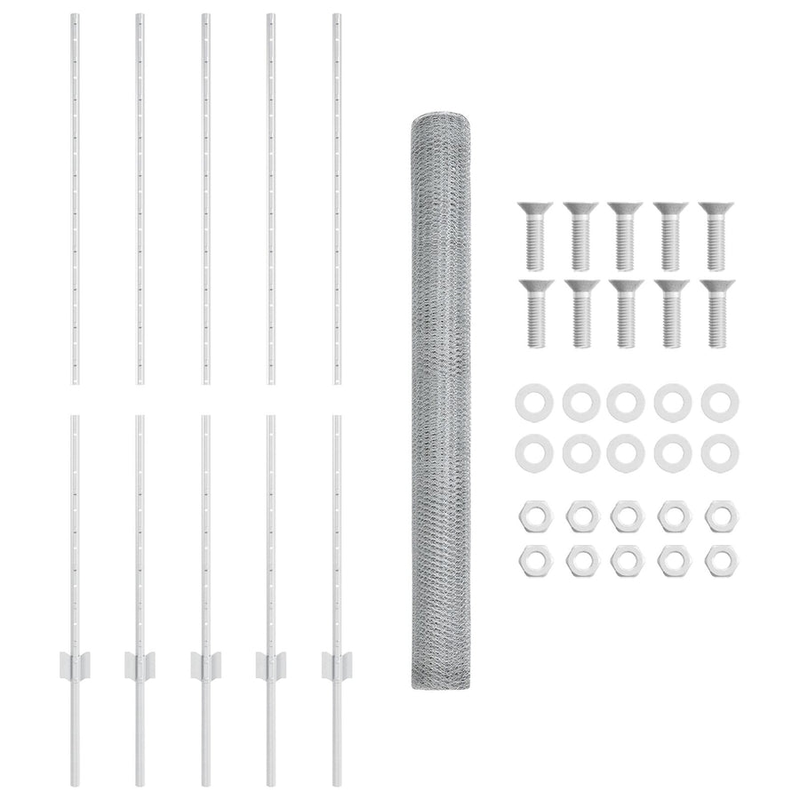 Hekpalen 10 Stuks U-Channel 140 Cm Gegalvaniseerd Staal,  Zeshoekig Hek 1.4 X 10 M Gegalvaniseerd Staal