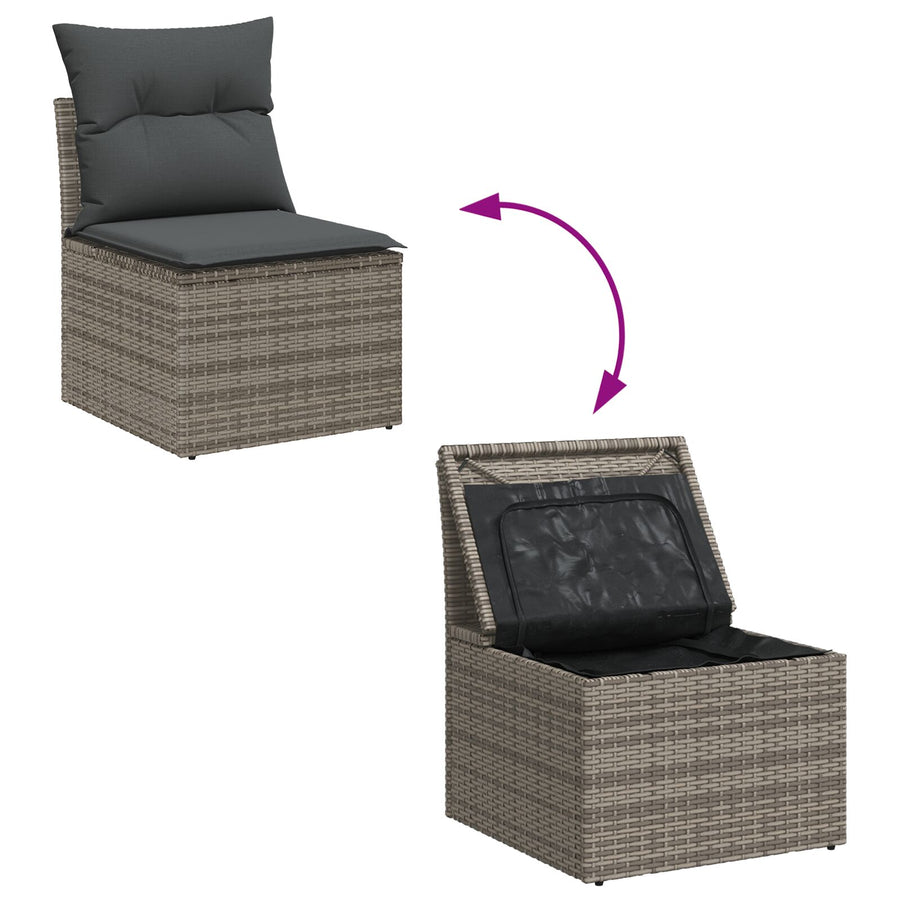 10-Delige Tuin Sofa Set Met Kussens Grijs Poly Riet Acacia