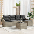 Loungeset poly rattan lichtgrijs 5 personen