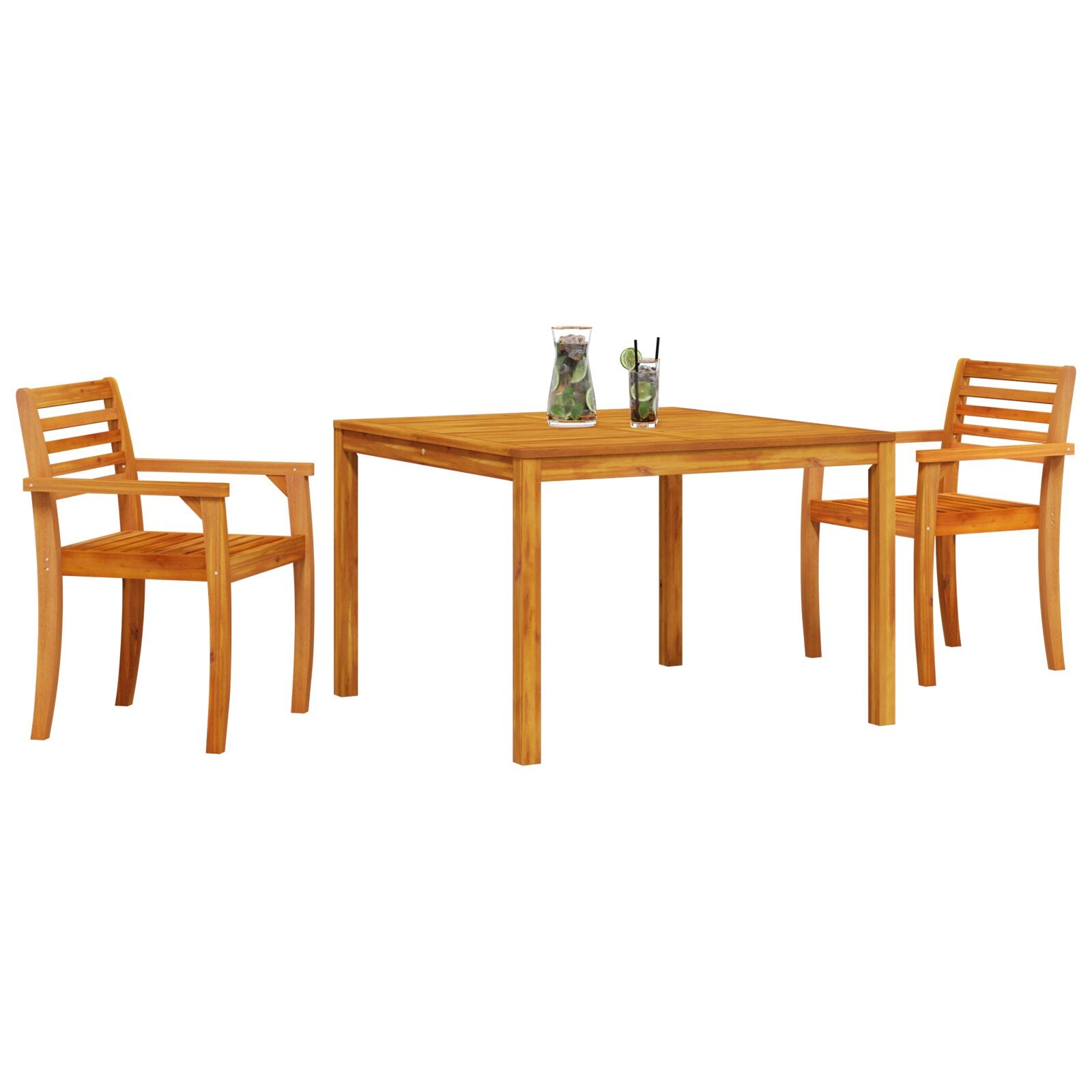 3-Delige Tuin Eetset Van Massief Acaciahout 2-Persoons 110 cm tafel lengte