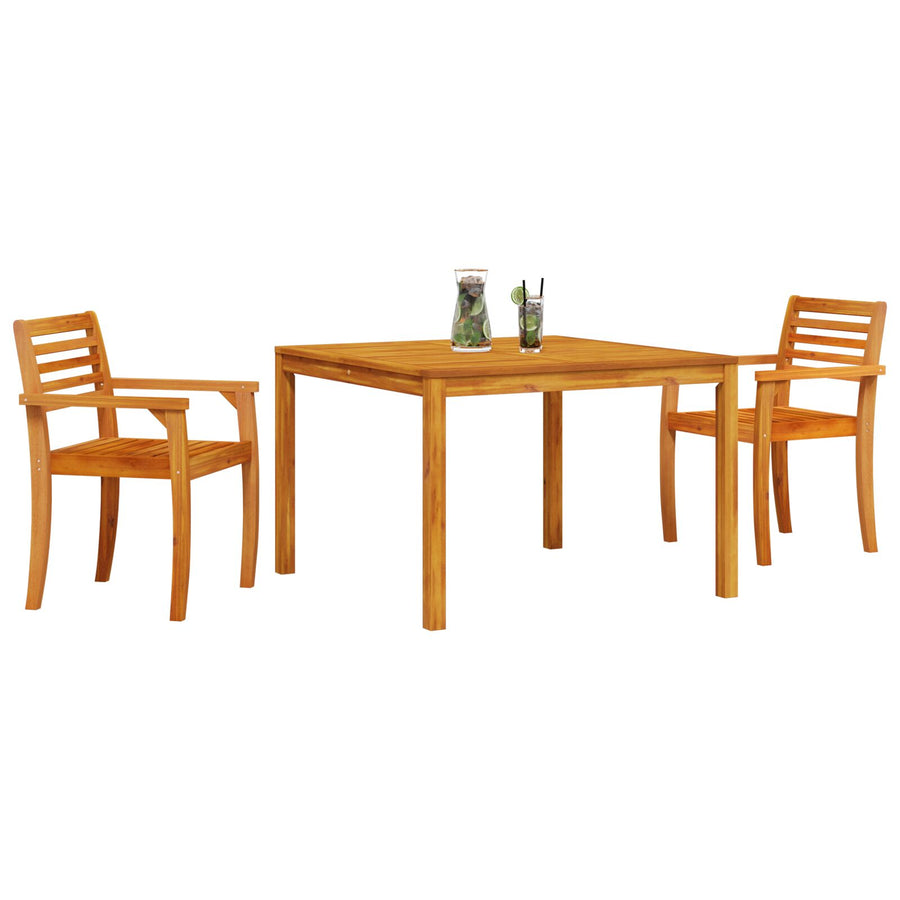 3-Delige Tuin Eetset Van Massief Acaciahout 2-Persoons 110 cm tafel lengte