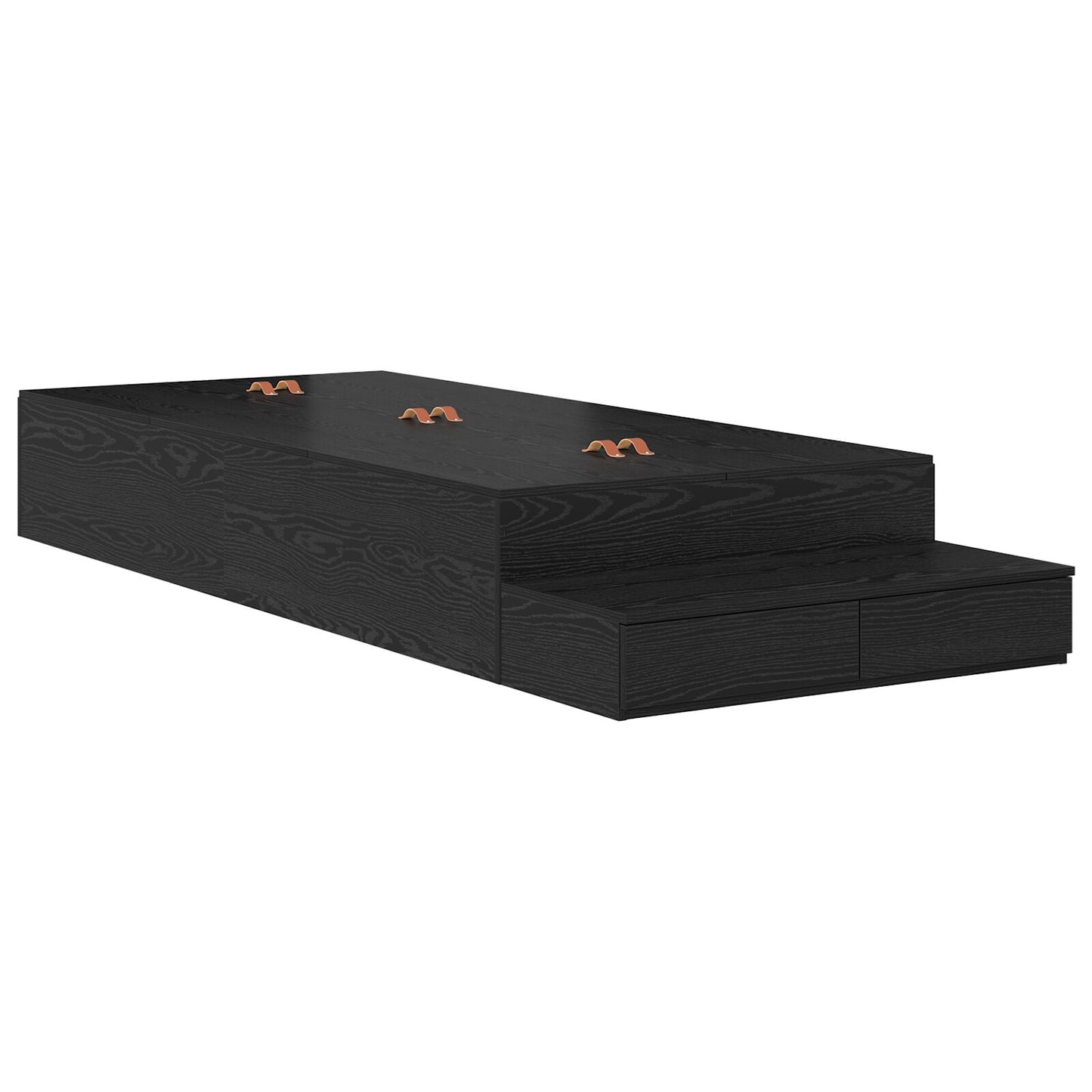 Opbergbedframe Zwart Eiken Gemaakt Hout 236,5 X 100 X 31,5 Cm Artisanaal Eiken