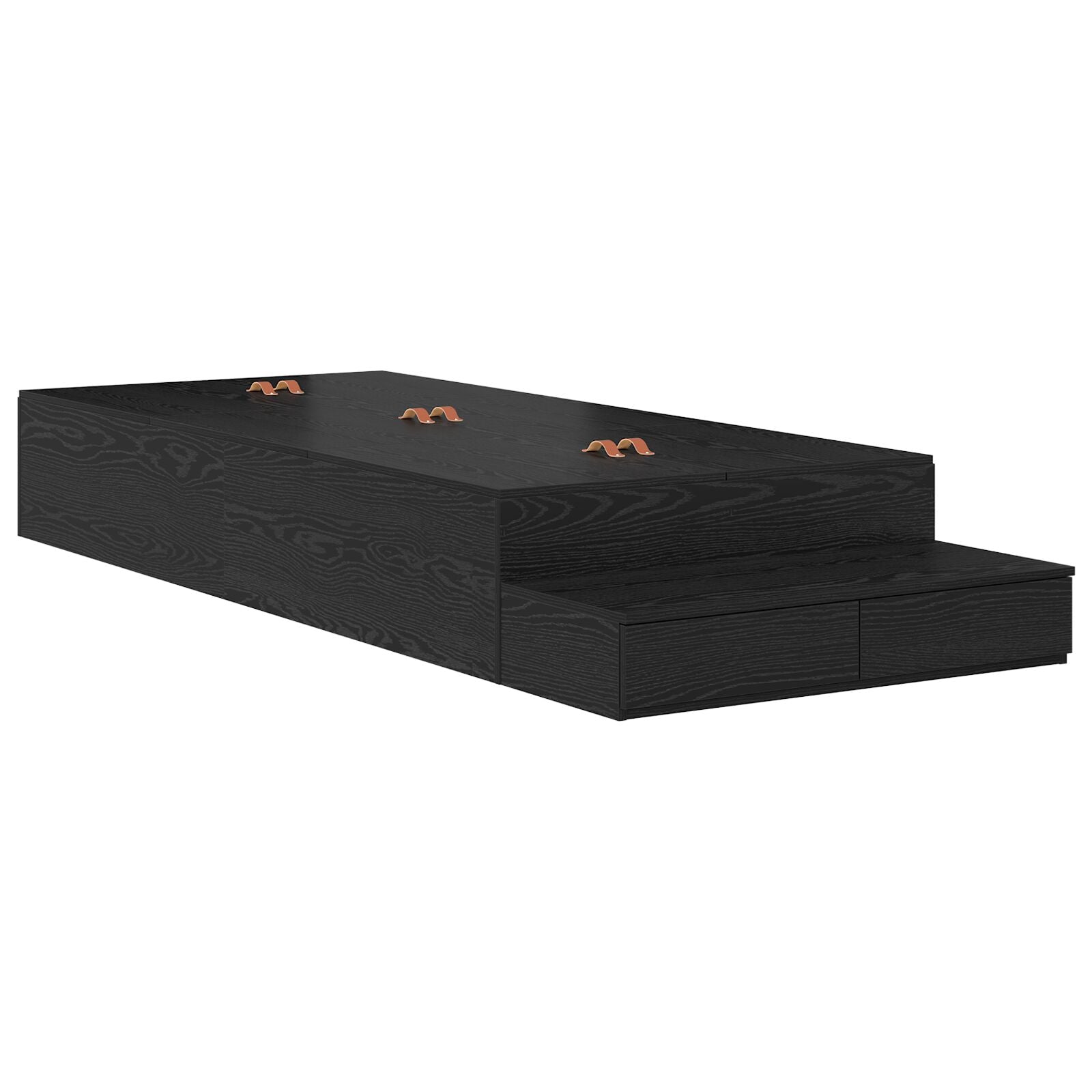 Opbergbedframe Zwart Eiken Gemaakt Hout 236,5 X 100 X 31,5 Cm Artisanaal Eiken