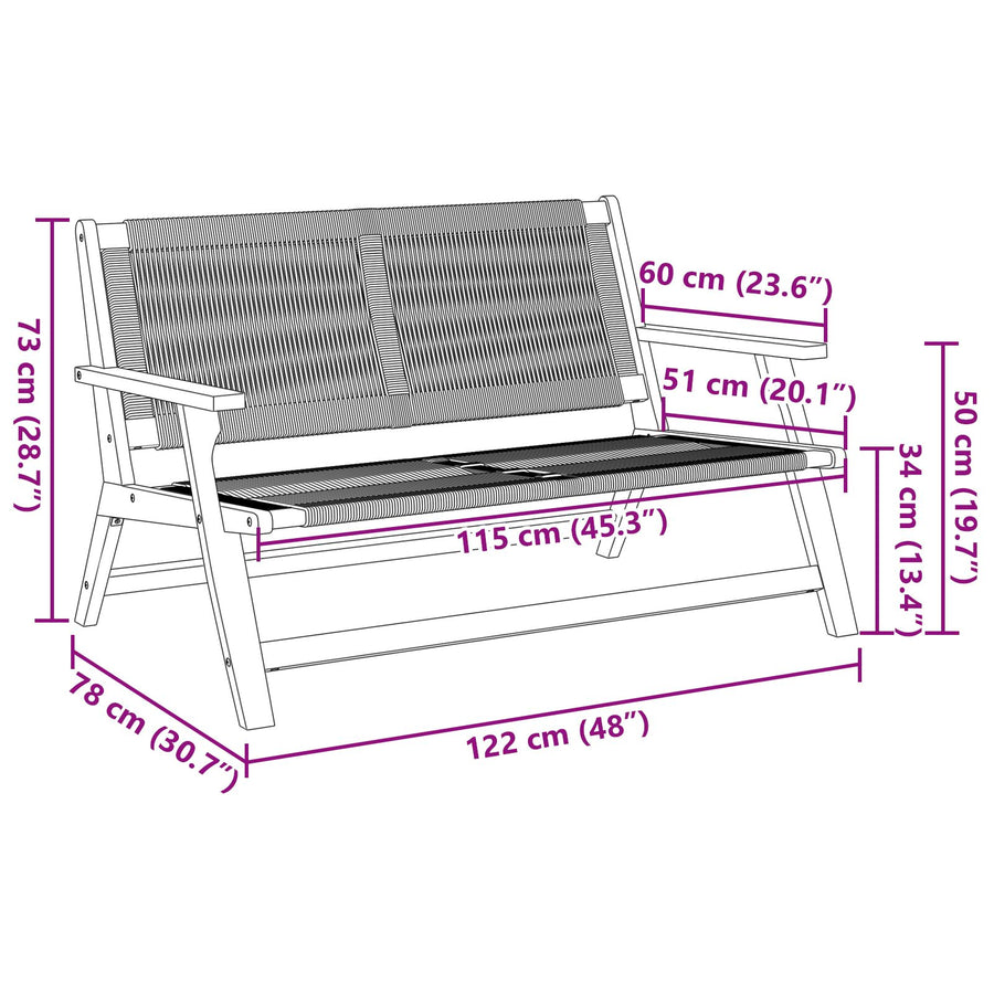 Tuin 76X122X73 Cm Massief Acaciahout Grijs Bank
