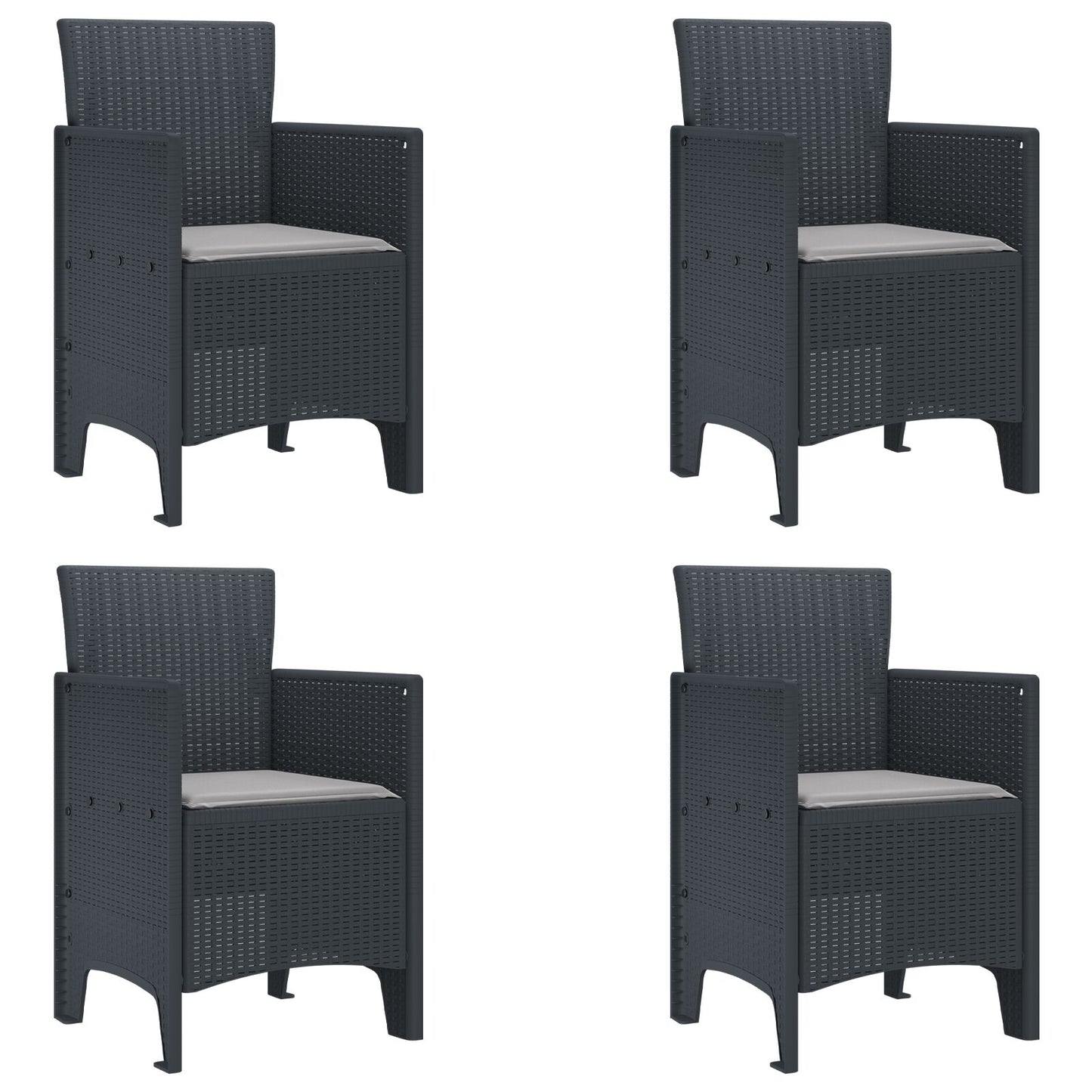 Tuinstoel Set Van 4 , Polypropeen, Polyester Lichtgrijs Anthraciet