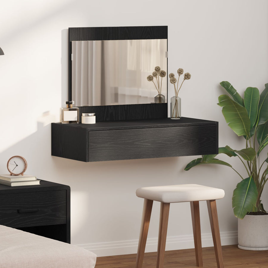 Wandkaptafel 83 x 40 x 70 cm Zwart eiken zonder LED