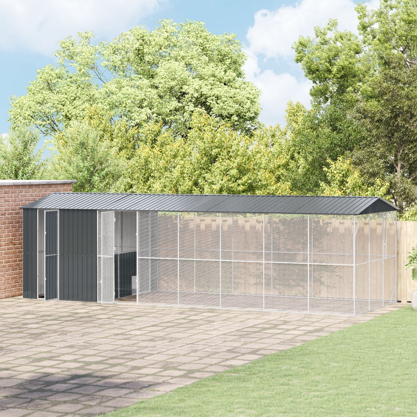 Vogelvolière Met Uitsparing Antraciet 310X838X247 Cm Staal