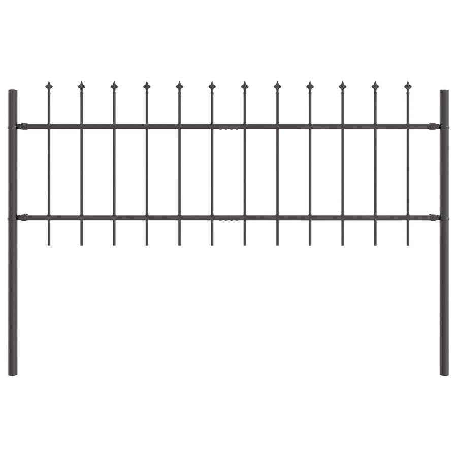 Tuinhek Met Spitse Top 6,8X0,6 M Staal Grijs 0.6 m 6.8 m