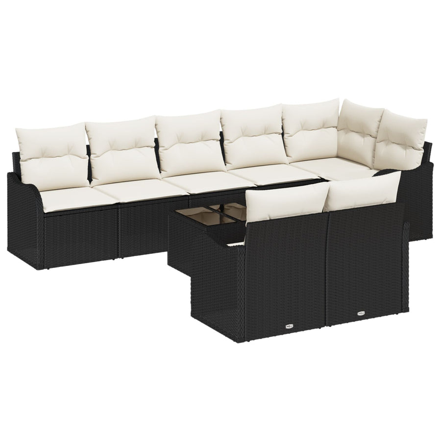 8-delige Tuin Sofa Set met Kussens Bruin Poly Rattan, vidaXL 2-zits Tuin Sofa met Kussens Zwart Poly Rattan