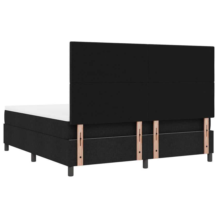 Boxspring Bed Met Matras Super King Stof Zwart 180 x 200 cm Knopgeknopt