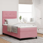 Box spring bed with mattress with headboard Pink 90 x 190 cm Fabric