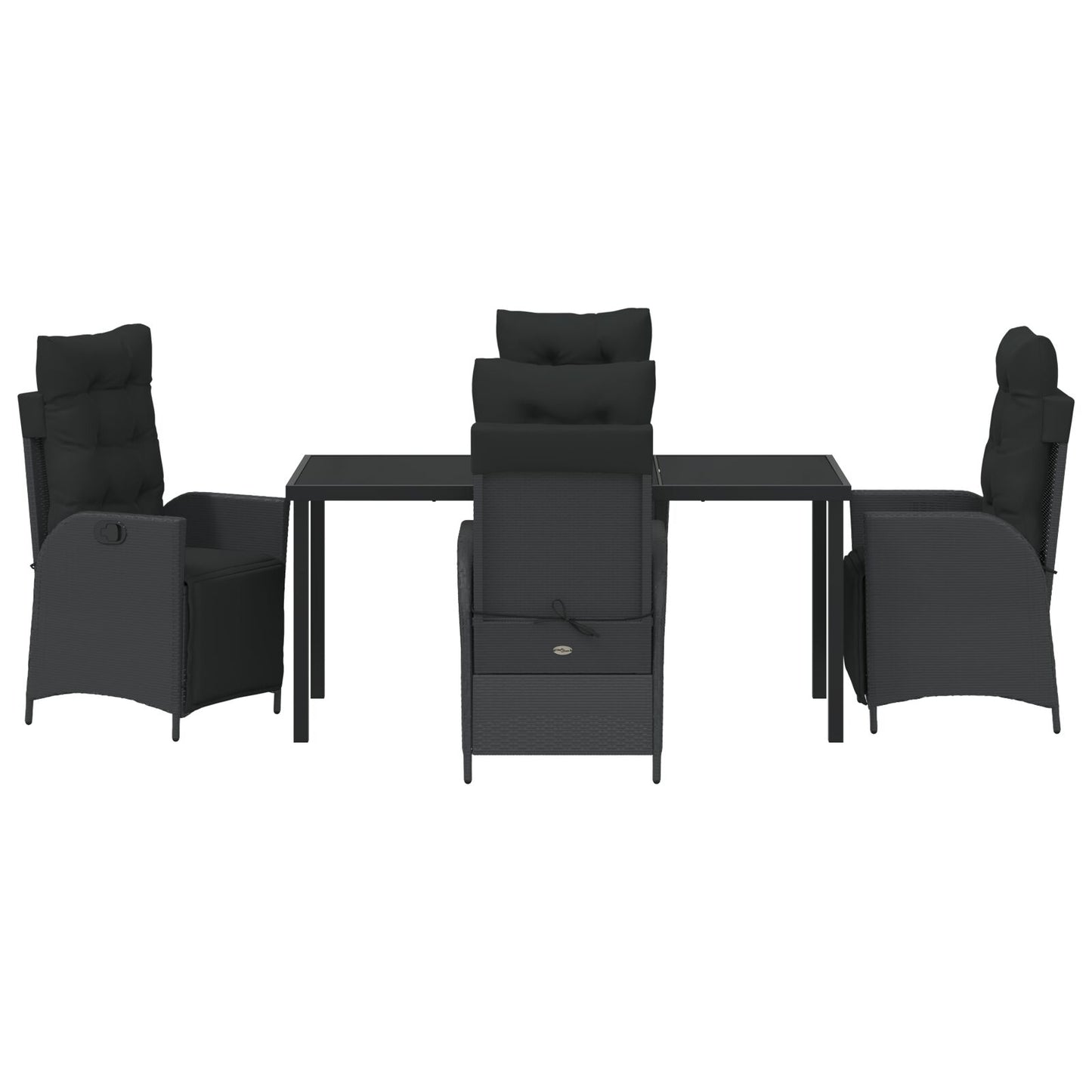 5-Delige Tuin Eet Set Zwart Poly Rattan