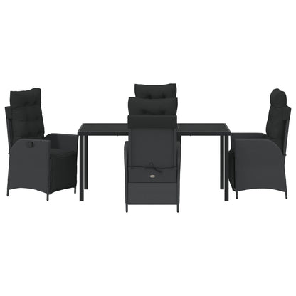 5-Delige Tuin Eet Set Zwart Poly Rattan