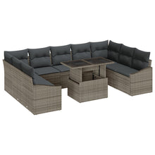10-Delige Tuin Sofa Set Met Kussens Grijs Poly Rattan