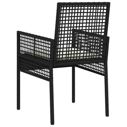Tuinstoelen 2 Stuks Met Kussens Poly Rattan Zwart en crème