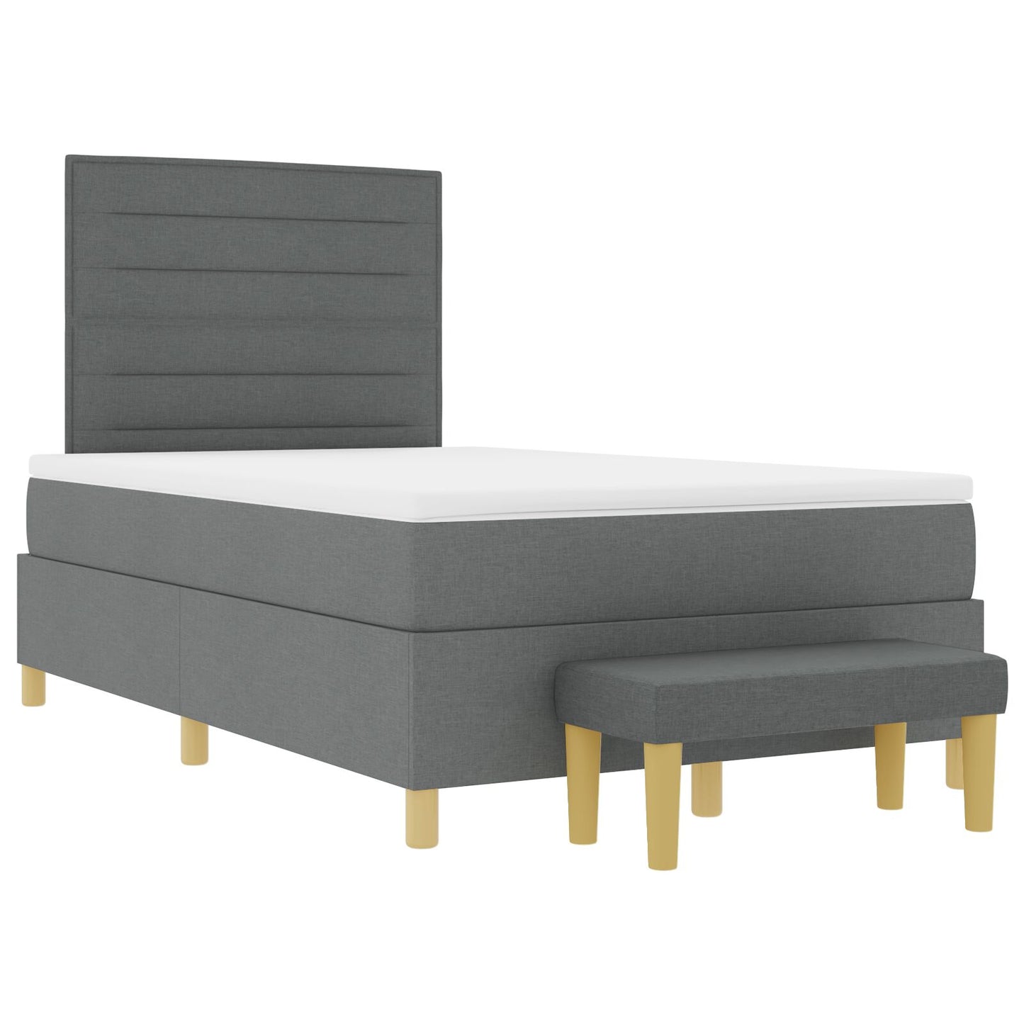 Boxspring Bed Met Matras & Bank Donkergrijs 120X190 Cm Stof Blauw