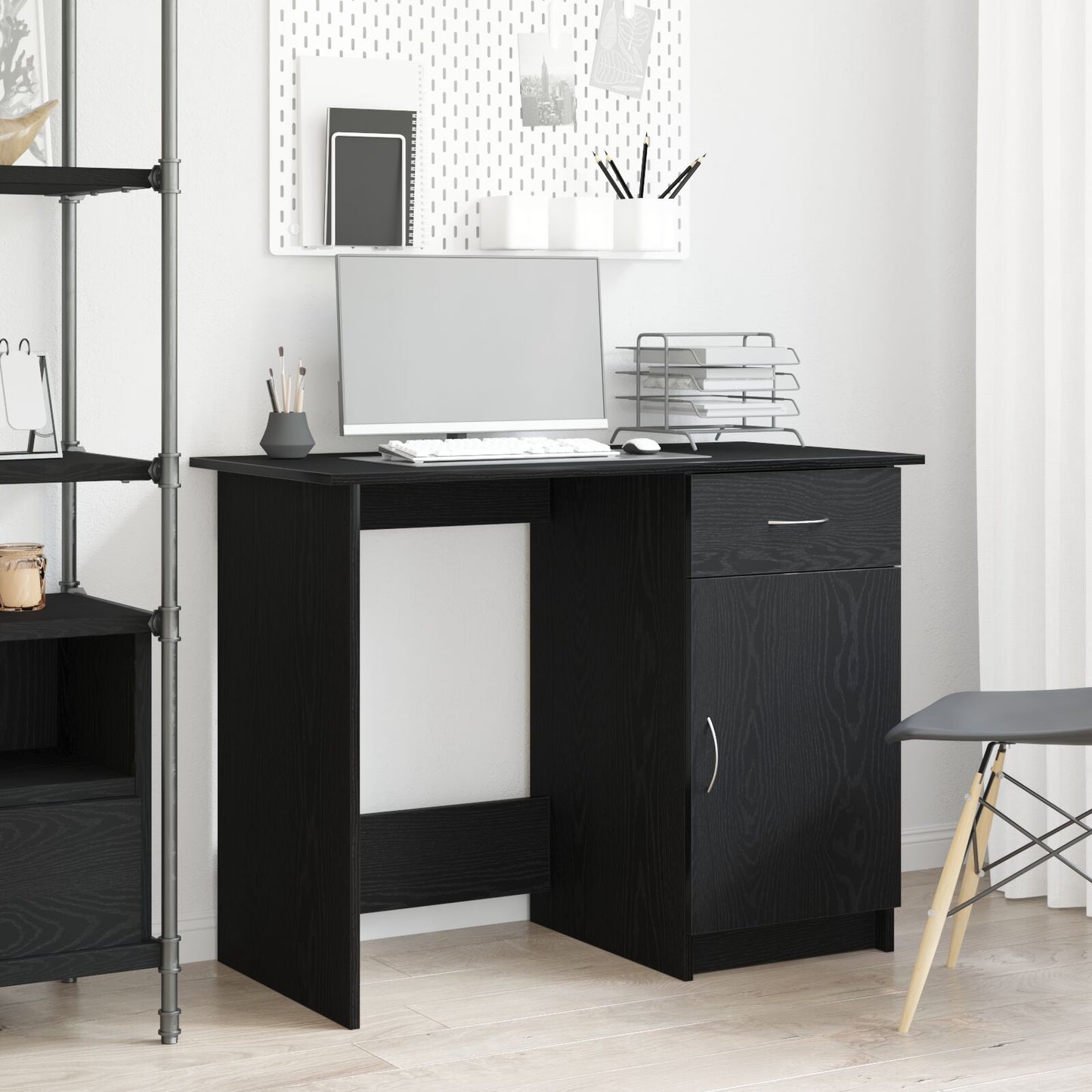Bureau Zwart Eiken 100X50X76 Cm Enkel Hout