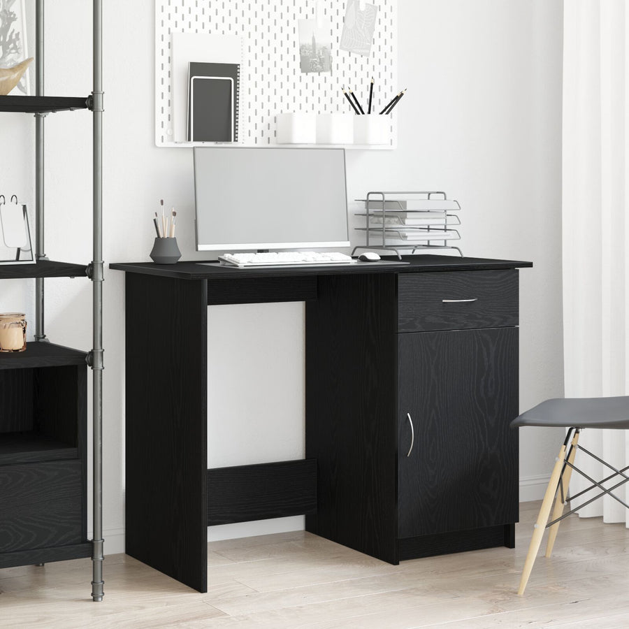 Bureau Zwart Eiken 100X50X76 Cm Enkel Hout