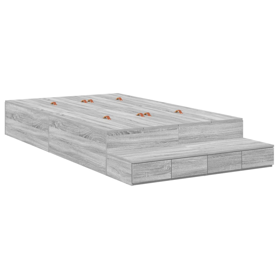 Opslag Bedframe Grijs Sonoma Gefabriceerd Hout 120 X 190 Cm Artisanaal Eiken