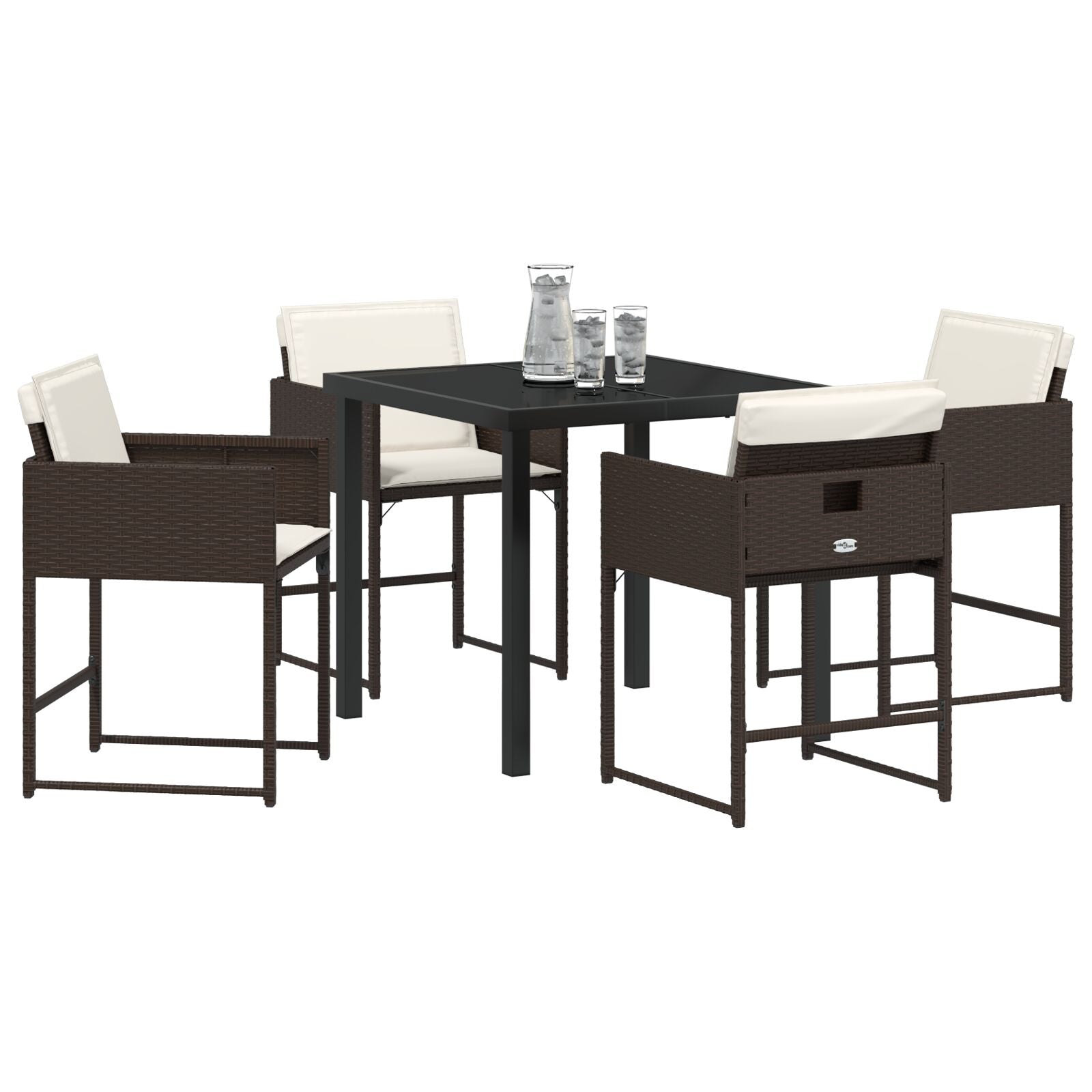 5-Delig Tuin Eetset Met Kussens Bruin Poly Rattan