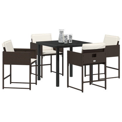 5-Delig Tuin Eetset Met Kussens Bruin Poly Rattan