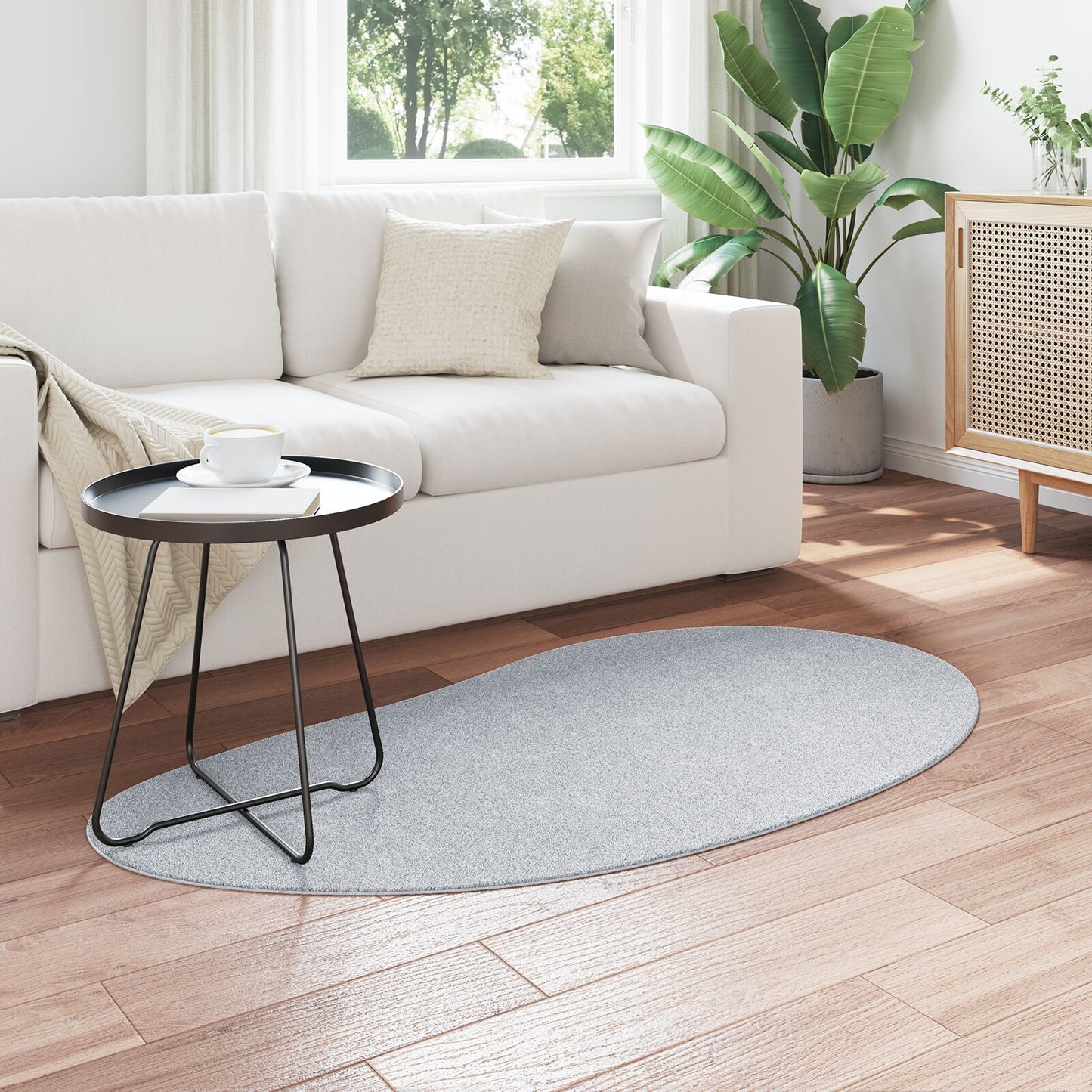 Area Kleed Polyester Antislip Grijs 80 x 150 cm Ovaal-Druppel