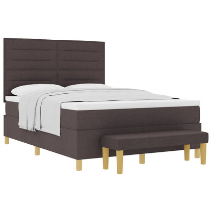Boxspringbed Met Matras & Bank Stof Donkerbruin 140 x 200 cm Strak ontwerp