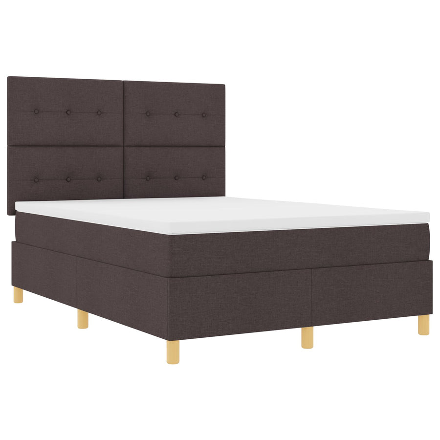 Boxspringbed Met Matras Donker Bruin 160X200 Cm Stof Blauw