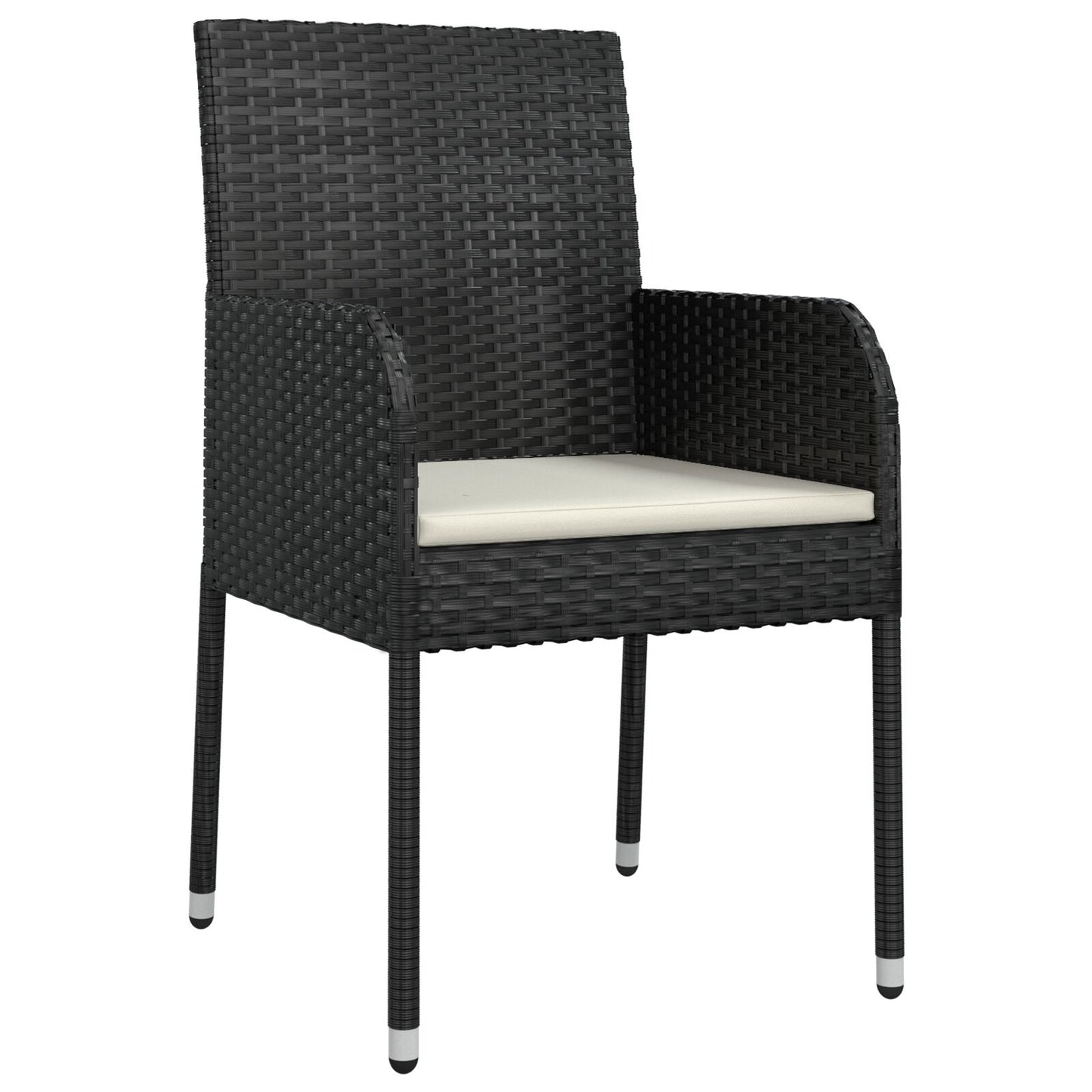 5-Delige Tuin Eetset Met Kussens Zwart Poly Rattan